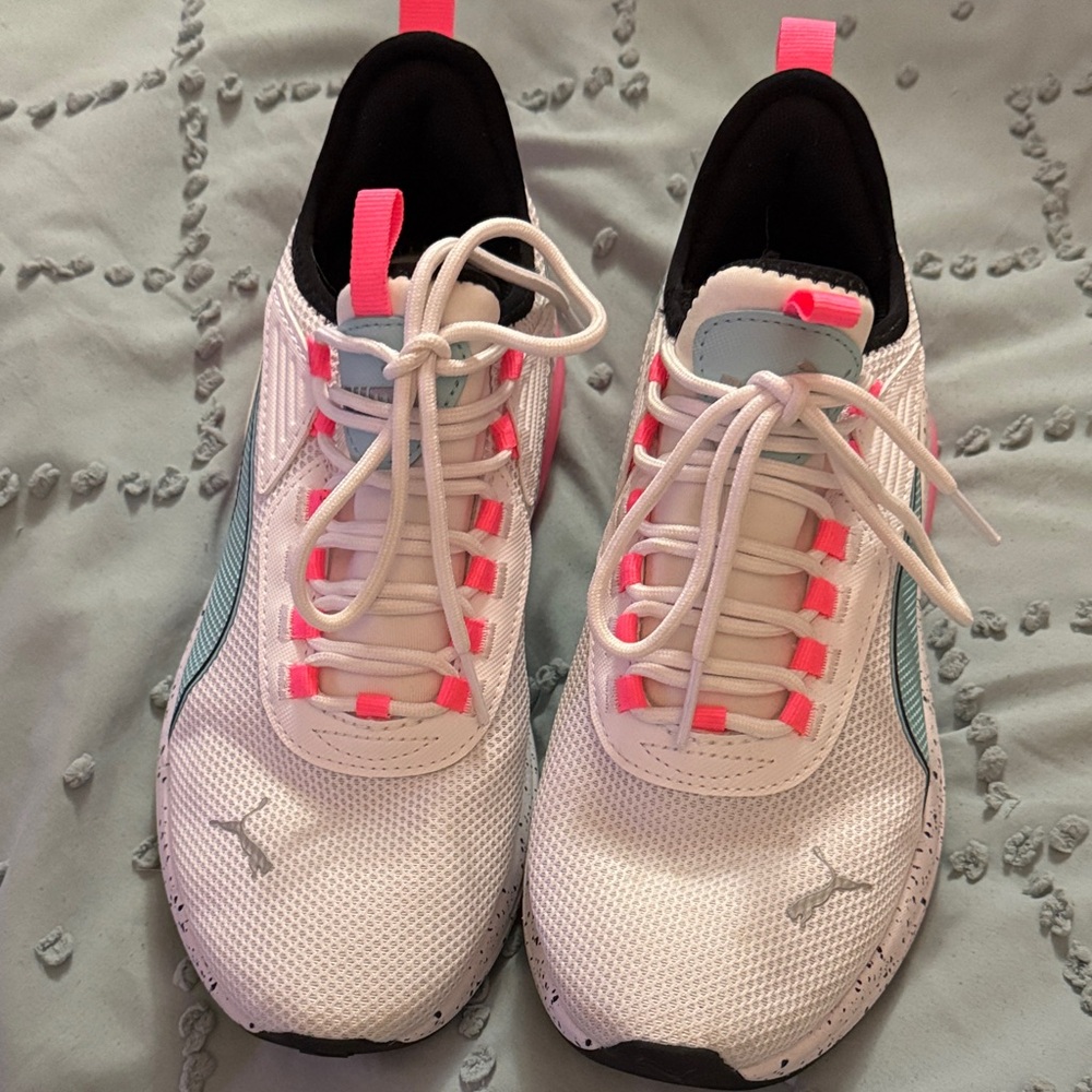 Women's White and Pink Athletic Puma Shoes